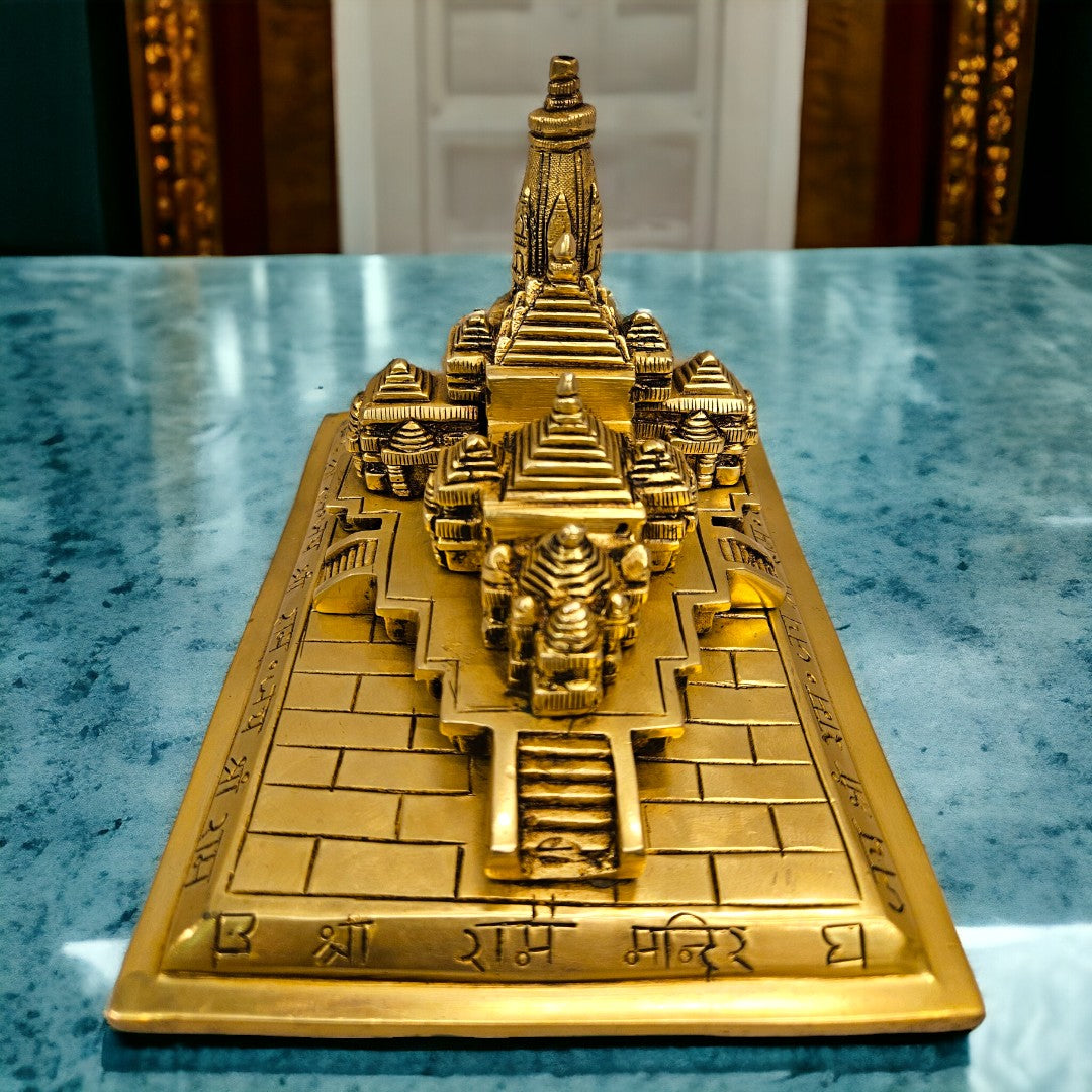 Brass Ayodhya Prabhu Shri Ram Mandir (4.5 Inch) (Golden)