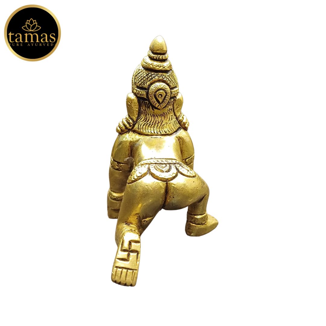 Tamas Brass Laddu Gopal/Bal Gopal/Thakur Ji Statue/Idol (Golden) (3 Inches)