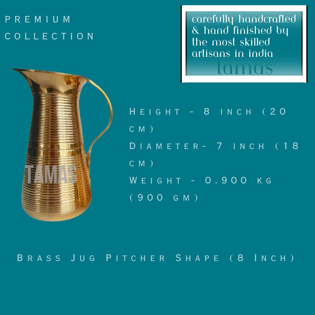 Brass Jug Pitcher Shape (8 Inch) (Golden)