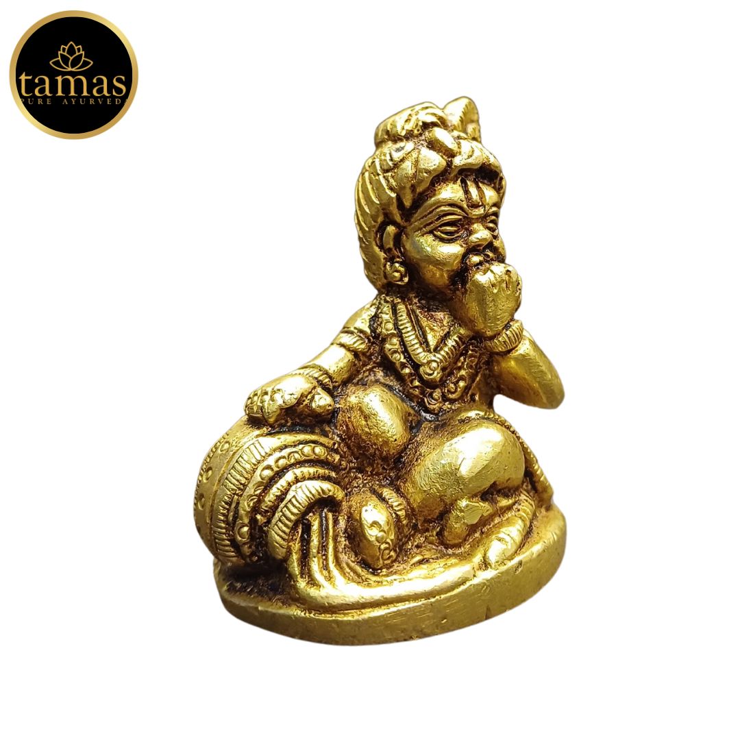 Tamas Brass Lord Krishna - Bala Gopal With Makhan Statue/Idol (Golden) (2 Inches)