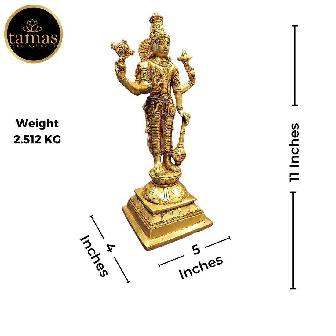 Tamas Brass Vishnu Ji Statue (11 Inches)