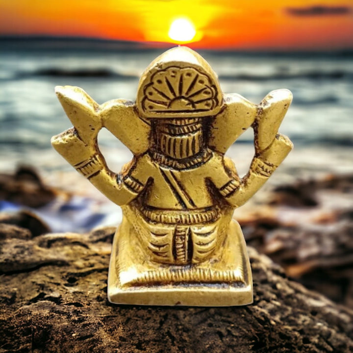 Tamas Lord Ganapati Sitting Decorative Brass Statue/Idol (Golden) (1.5 Inches)
