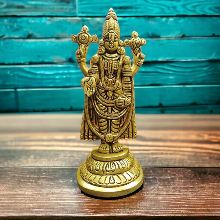 Tamas Brass Lord Venkateswara /Tirupati Balaji Statue/Idol (Golden) (6.5 Inches)