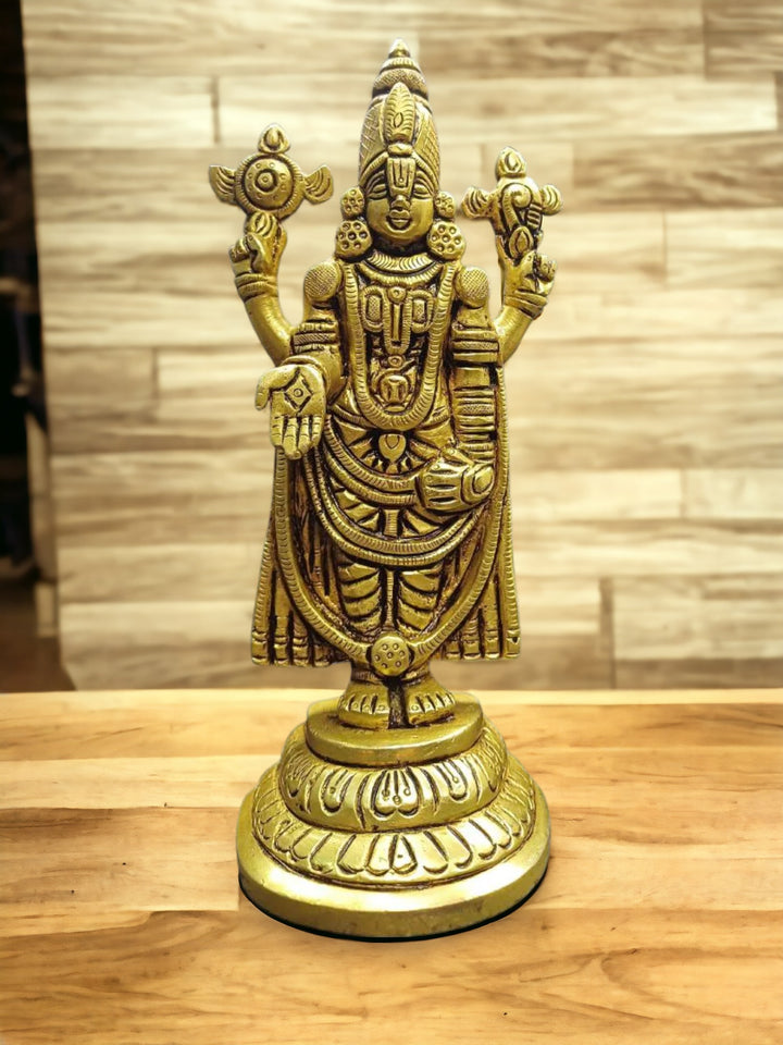 Tamas Brass Lord Venkateswara /Tirupati Balaji Statue/Idol (Golden) (6.5 Inches)