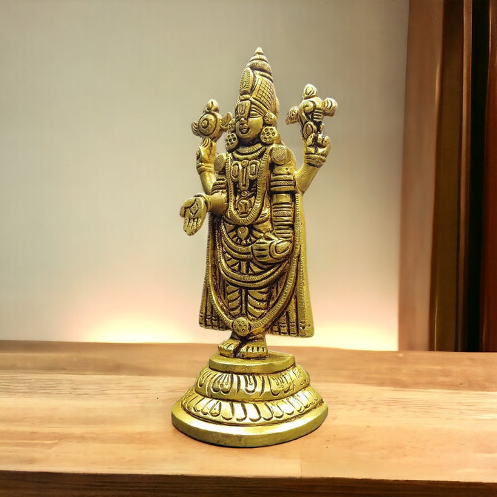 Tamas Brass Lord Venkateswara /Tirupati Balaji Statue/Idol (Golden) (6.5 Inches)