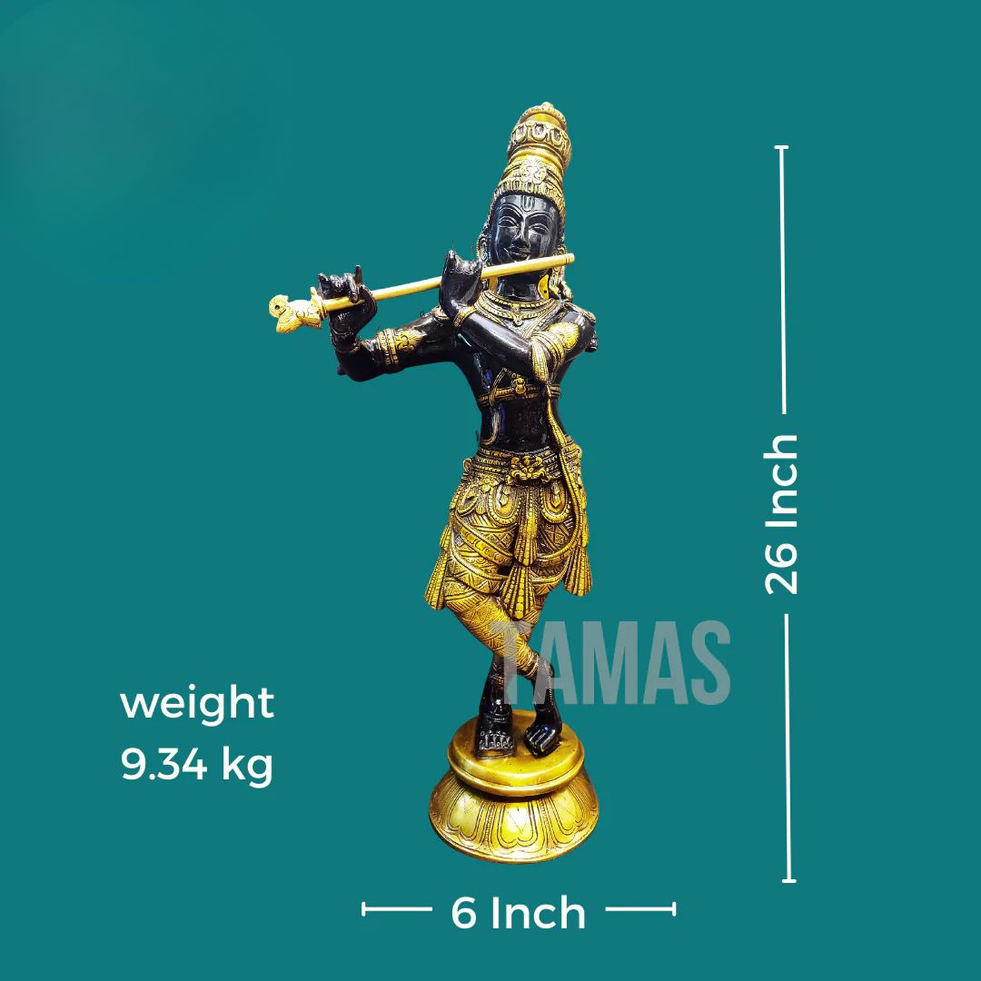 Tamas Brass Black Krishna Statue (26 Inch)