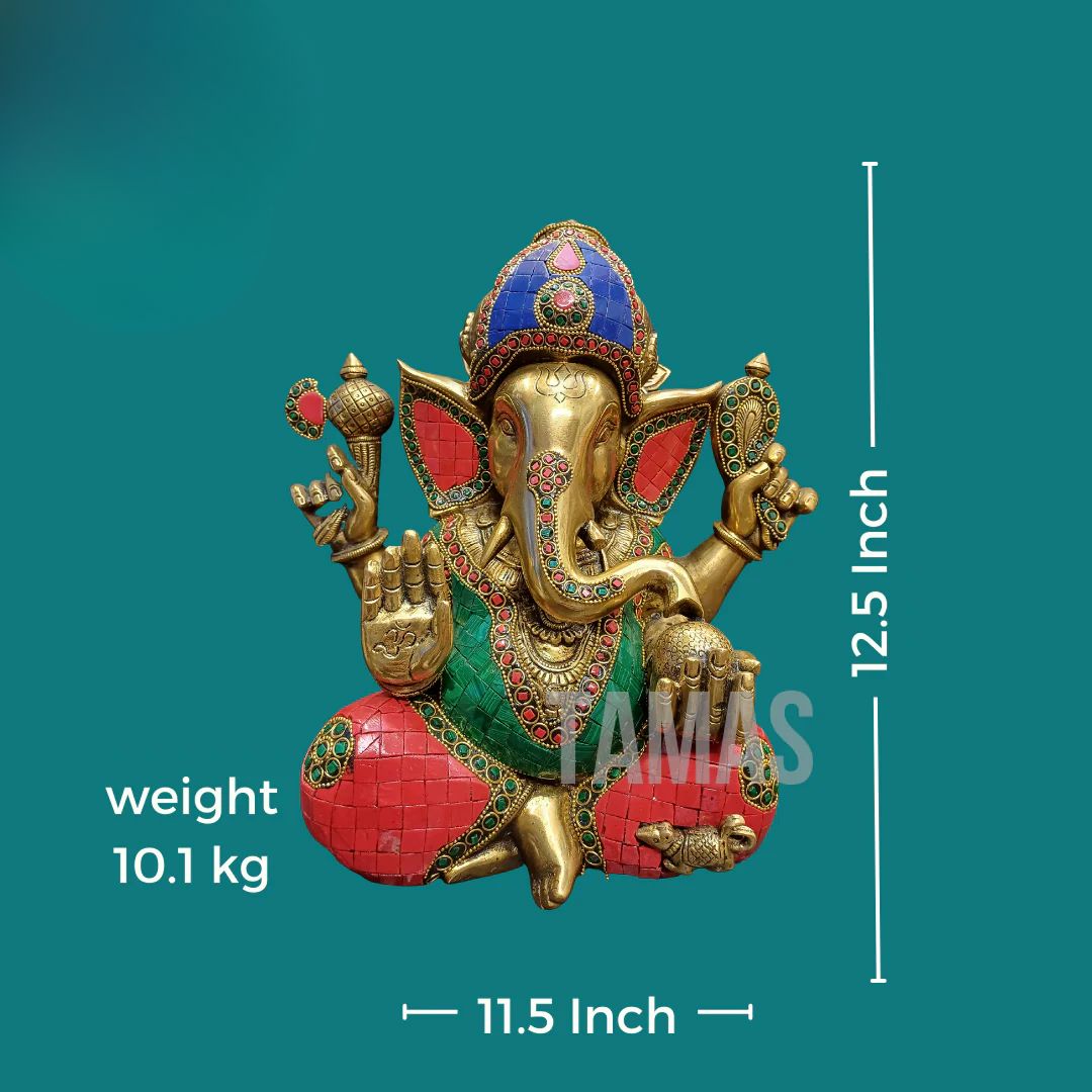 Tamas Brass Ganesh Stone (12 Inches)