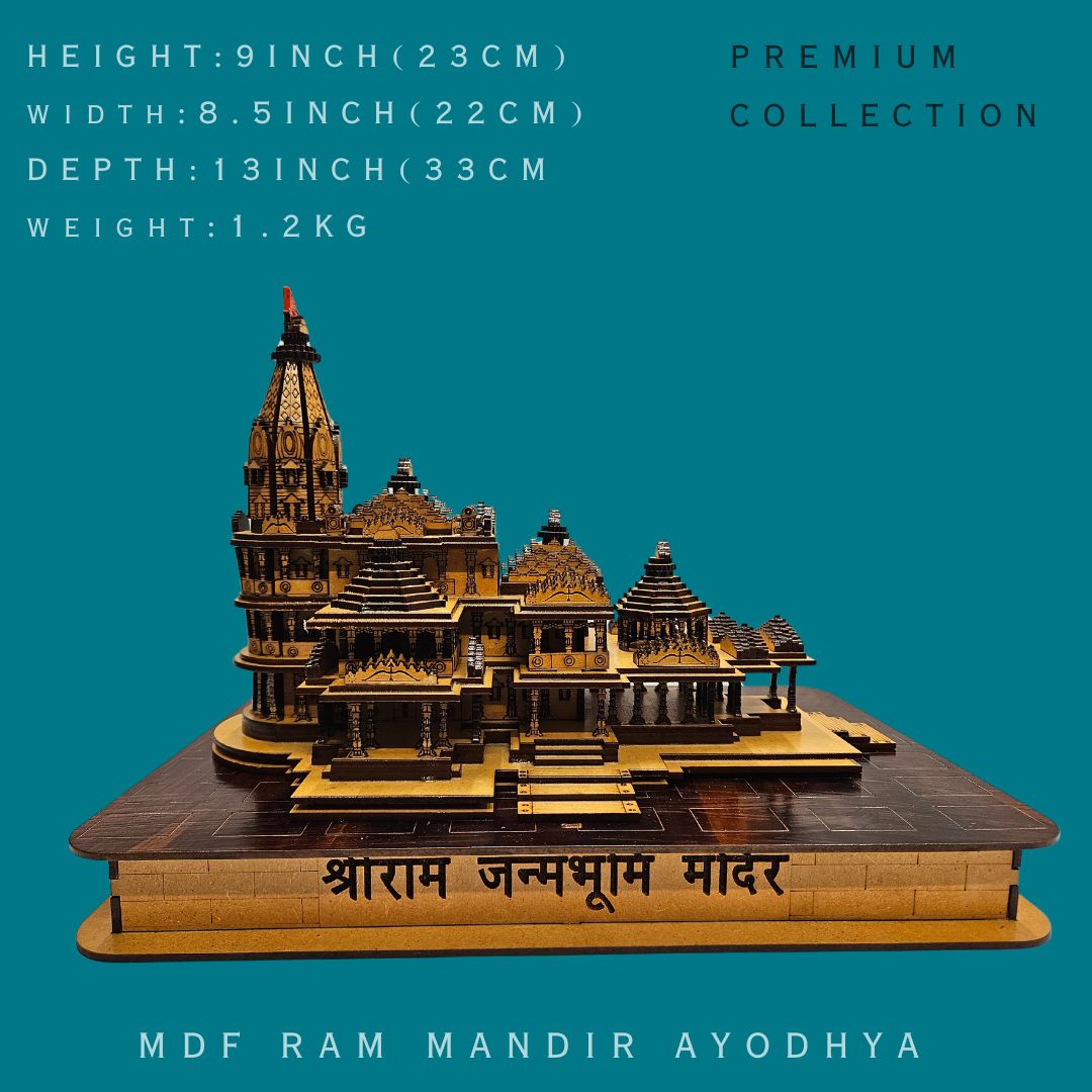 Tamas Pinewood Ram Mandir Ayodhya Hand-Crafted Miniature Replica