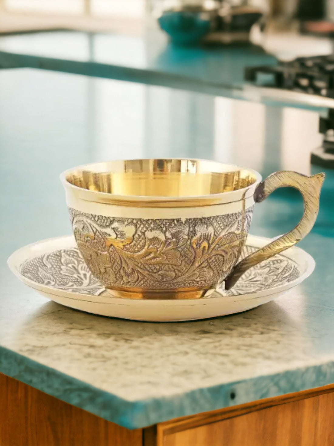 Tamas Brass Cup and Saucer