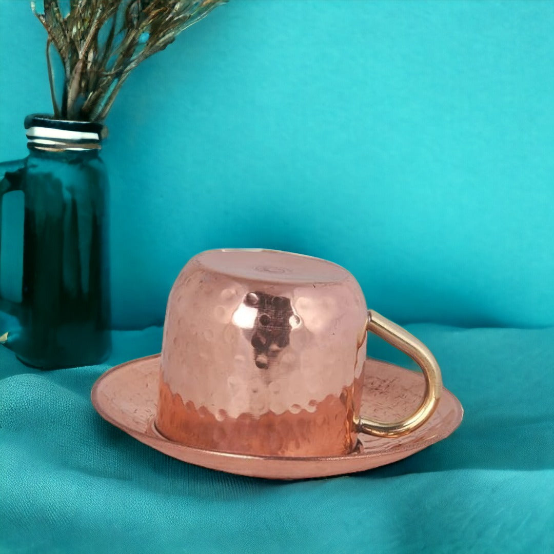 Tamas Copper Hammered Cup and Saucer