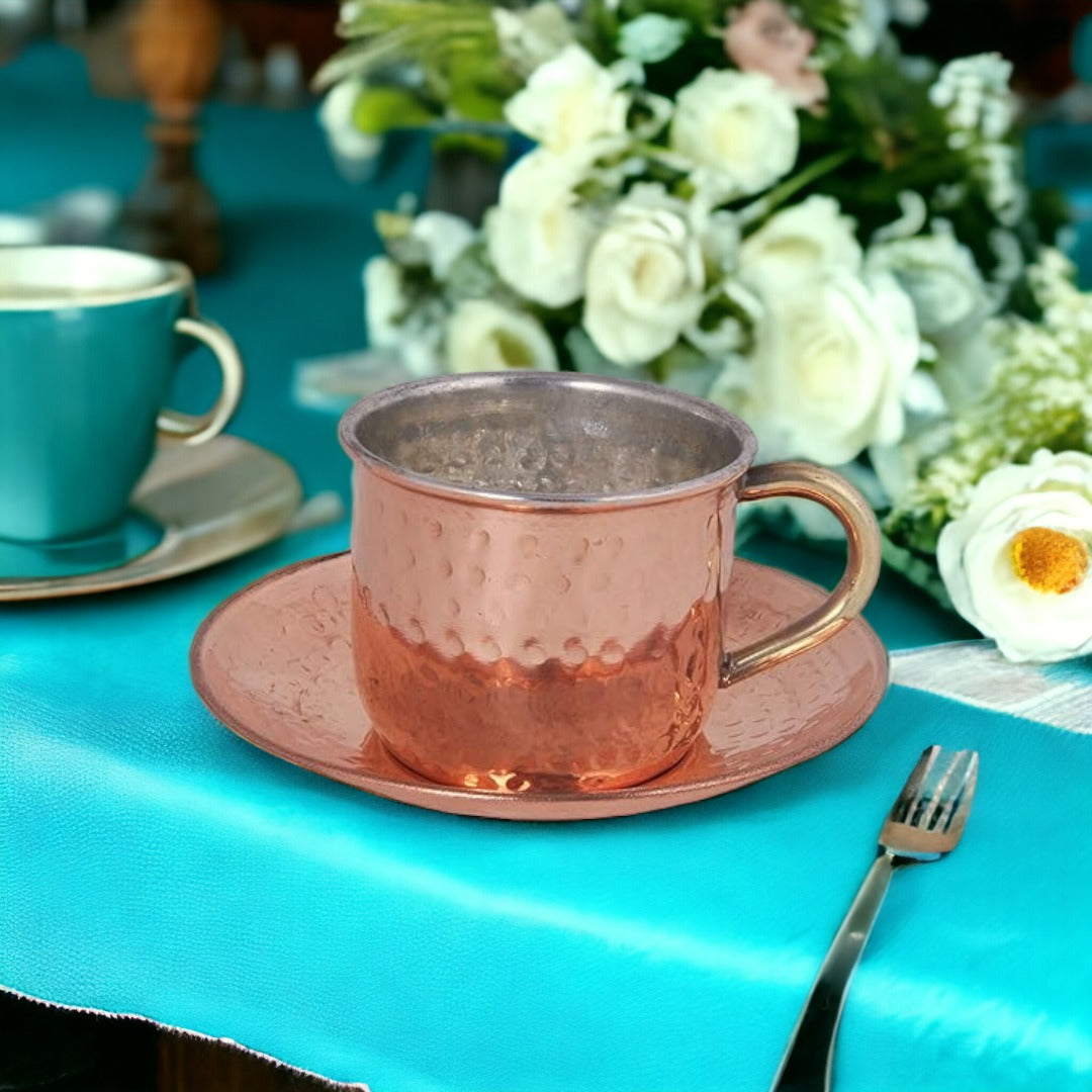 Tamas Copper Hammered Cup and Saucer