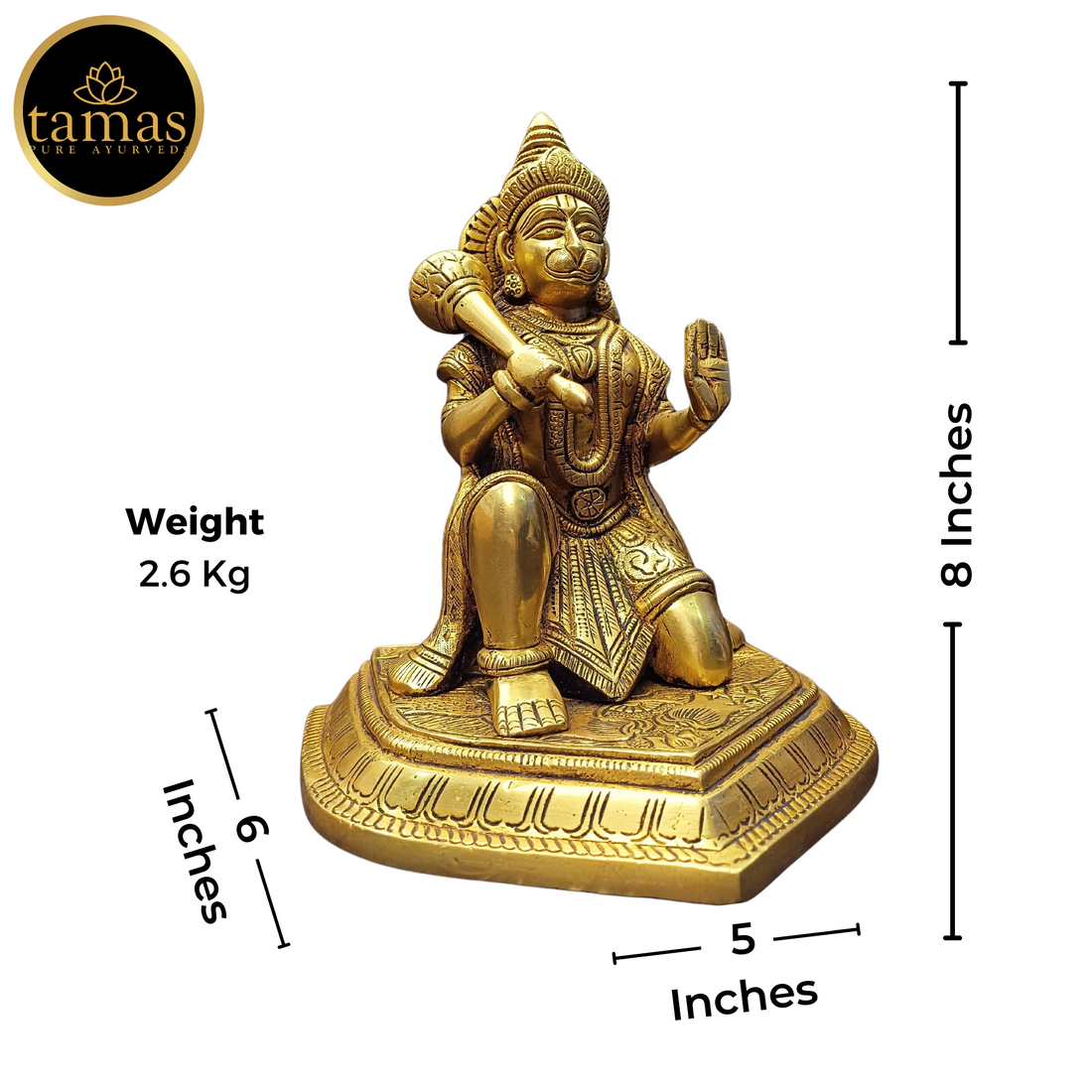 Tamas Brass Hanuman Ji  Statue (8 Inches)