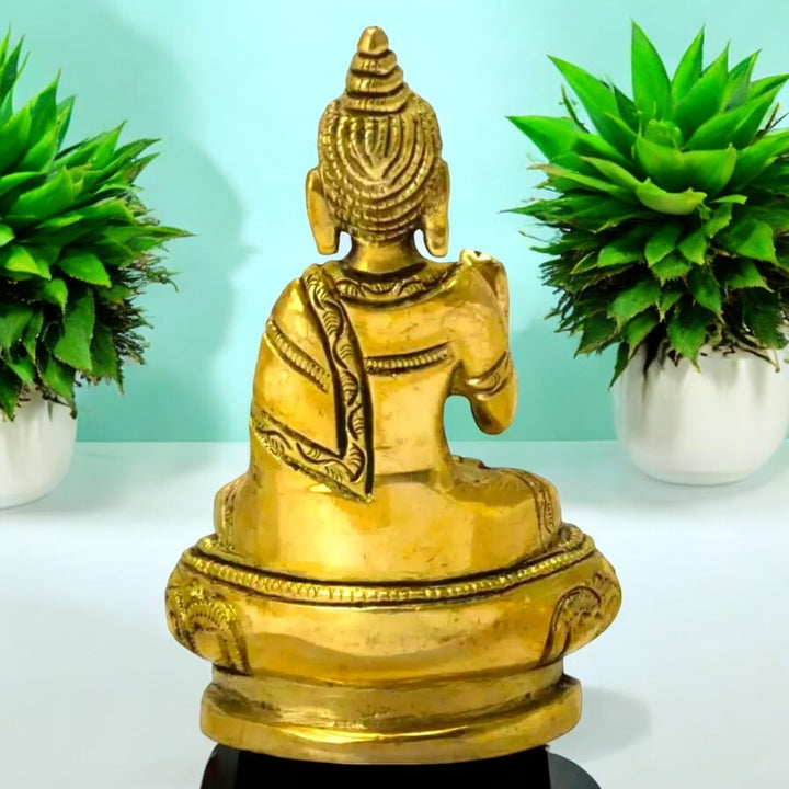 Tamas Brass Buddha Idol Decorative Showpiece(Golden) Height: 3.5 inches