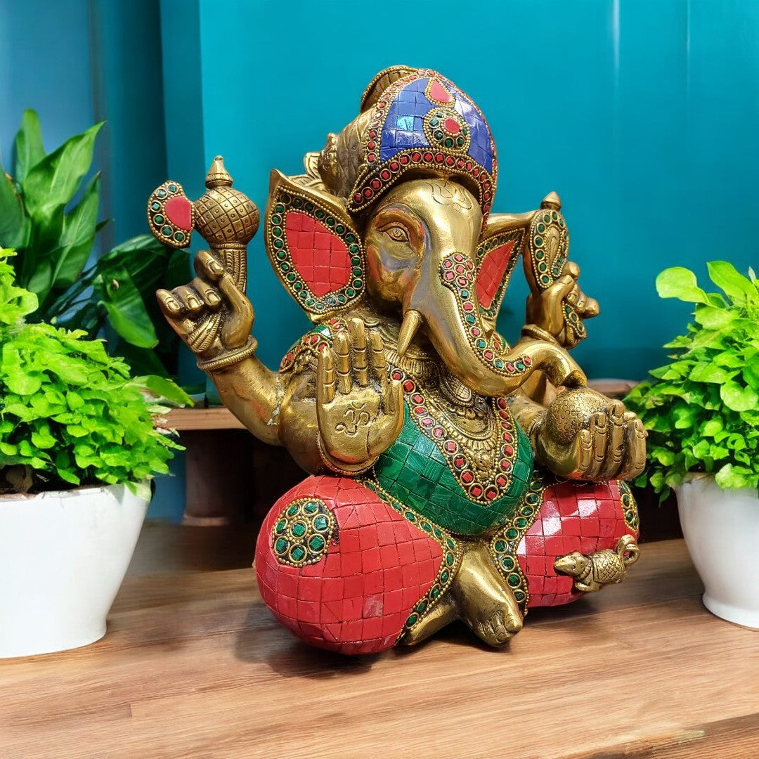 Tamas Brass Ganesh Stone (12 Inches)