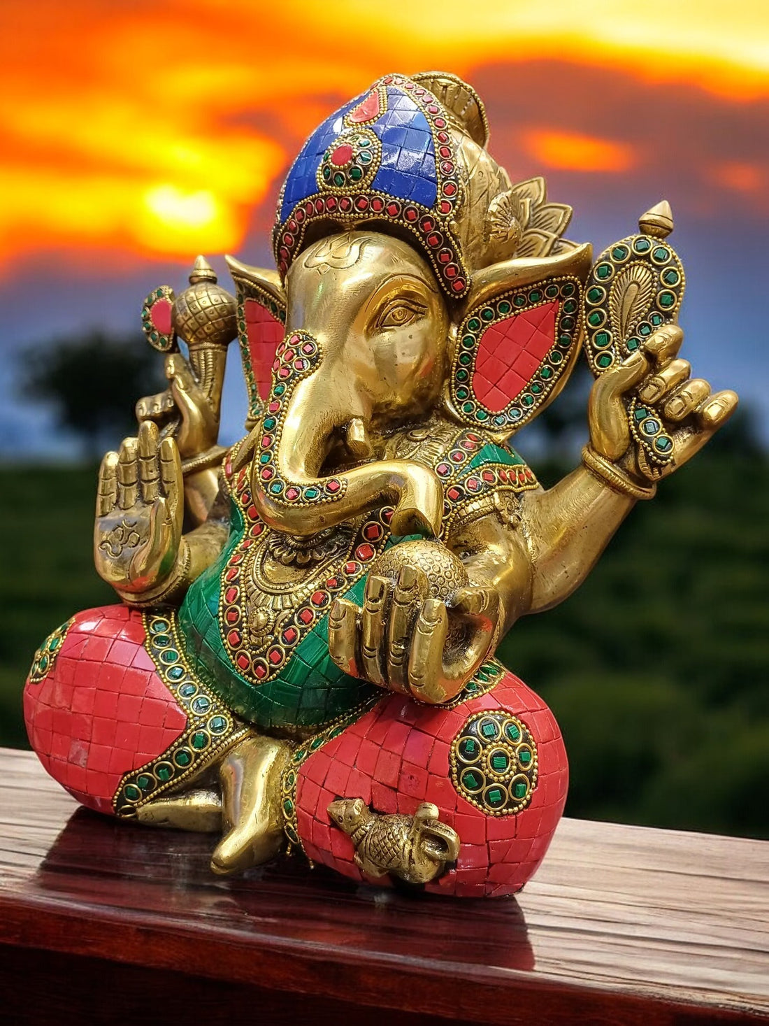 Tamas Brass Ganesh Stone (12 Inches)