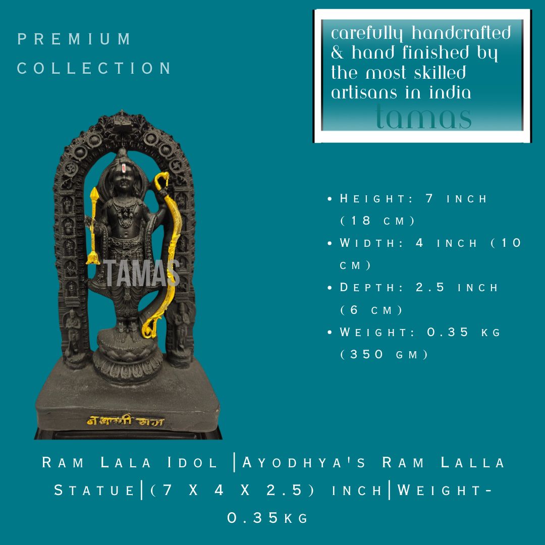 Ram Lala Idol |Ayodhya's Ram Lalla Statue|(7 X 4 X 2.5) inch|Weight-0.35kg