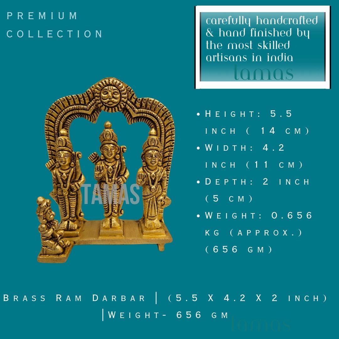 Brass Ram Darbar | (5.5 X 4.2 X 2 inch) |Weight- 656 gm| Free Premium Gift Box