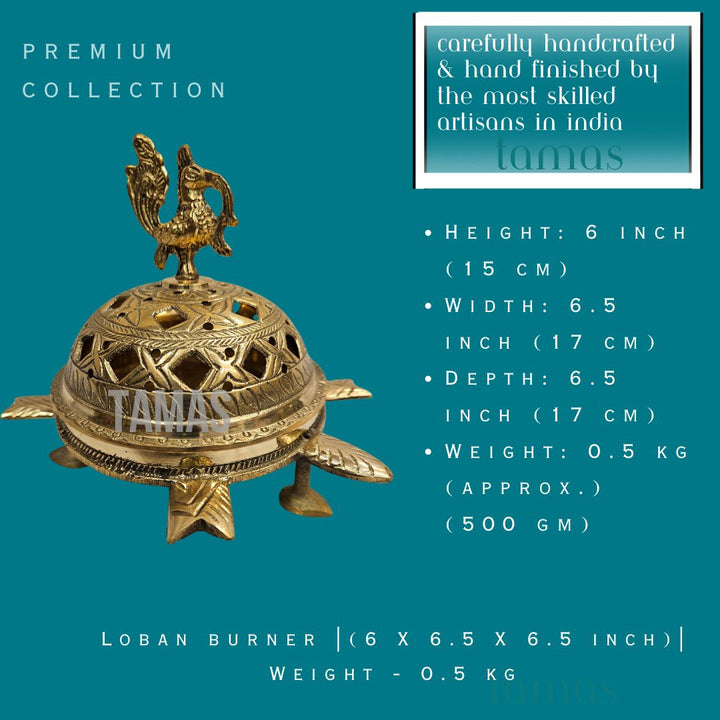 Brass Loban burner |(6 X 6.5 X 6.5 inch)|Weight - 0.5 kg