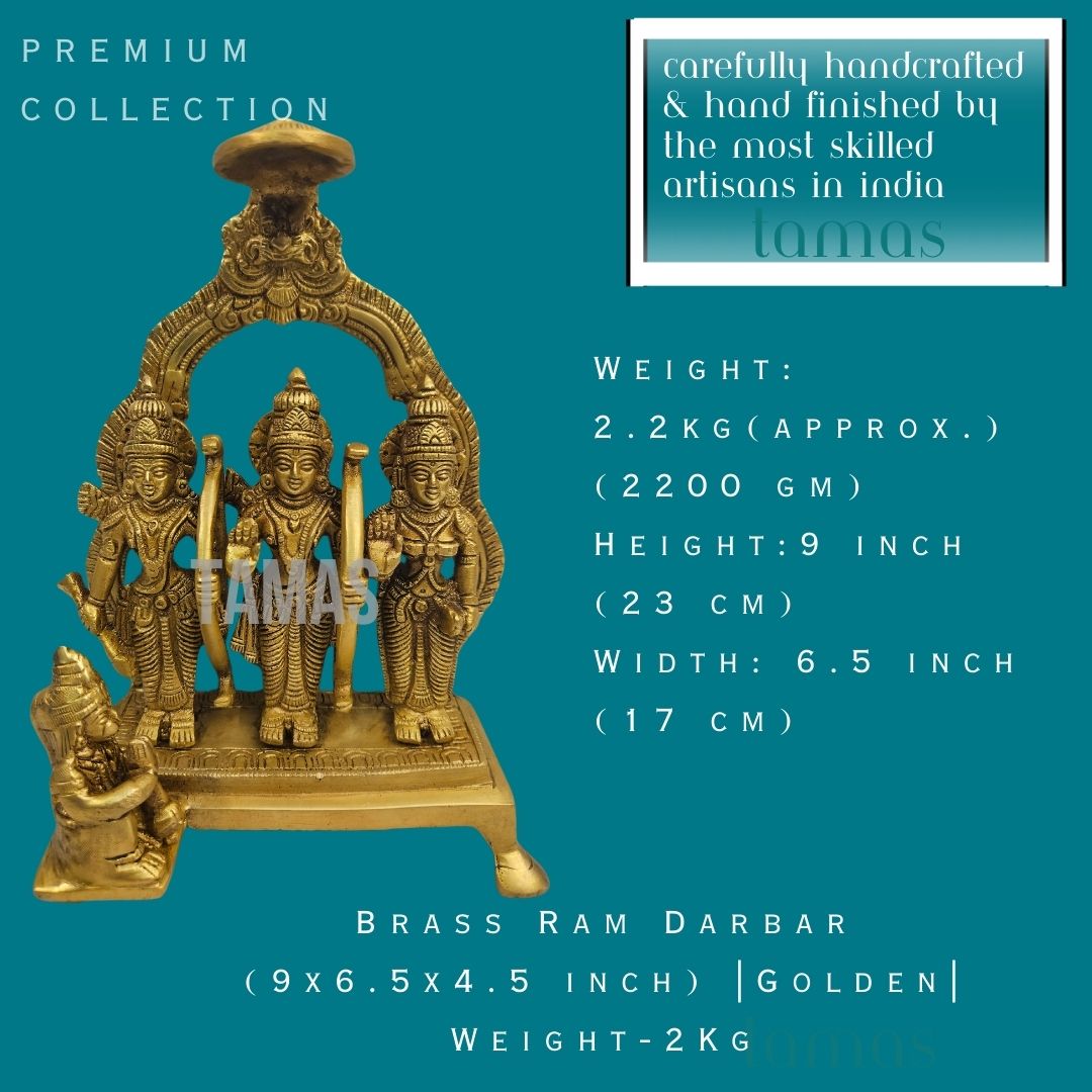 Brass Ram Darbar (9x6.5x4.5 inch) |Golden |Weight- 2 Kg | Free Premium Gift Box