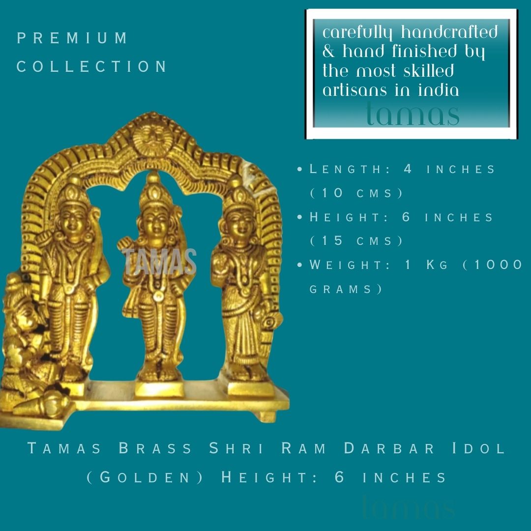 Tamas Brass Shri Ram Darbar Idol (Golden) Height: 6 inches