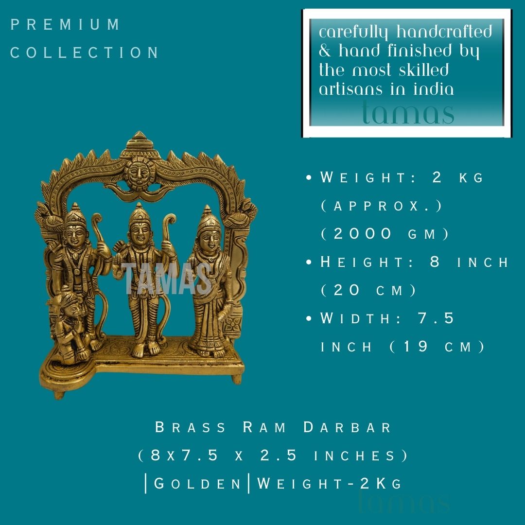 Brass Ram Darbar (8x7.5 x 2.5 inches) |Golden|Weight-2Kg