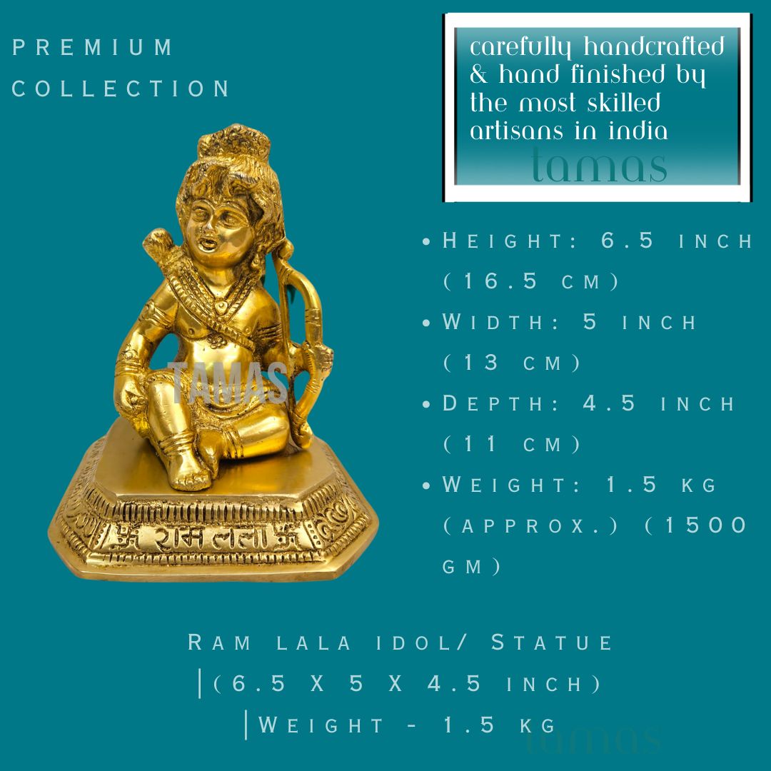 Ram lala idol/ Statue |(6.5 X 5 X 4.5 inch) |Weight - 1.5 kg