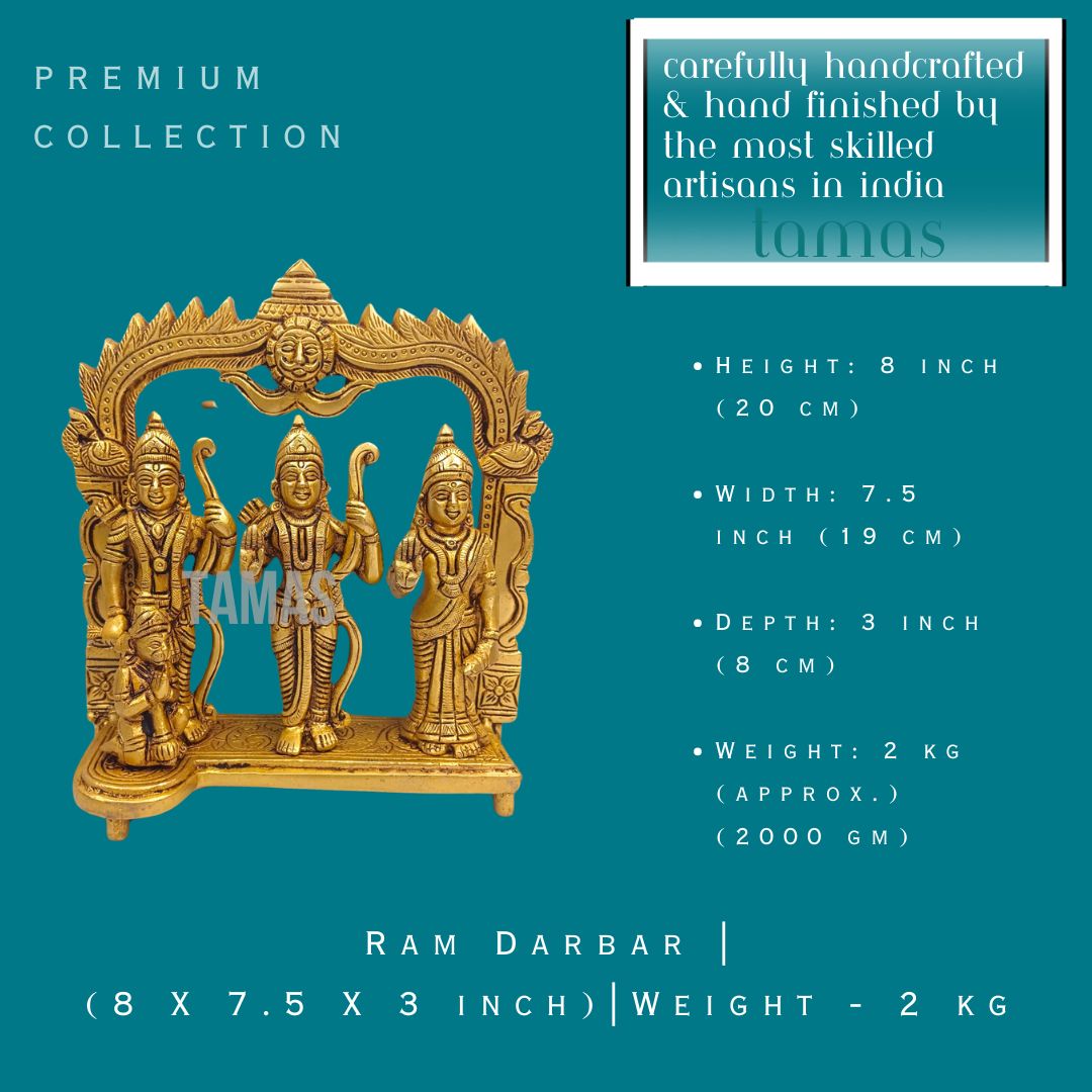 Brass Ram Darbar | (8 X 7.5 X 3 inch) |Weight - 2 kg |Free Luxury Gift BOX