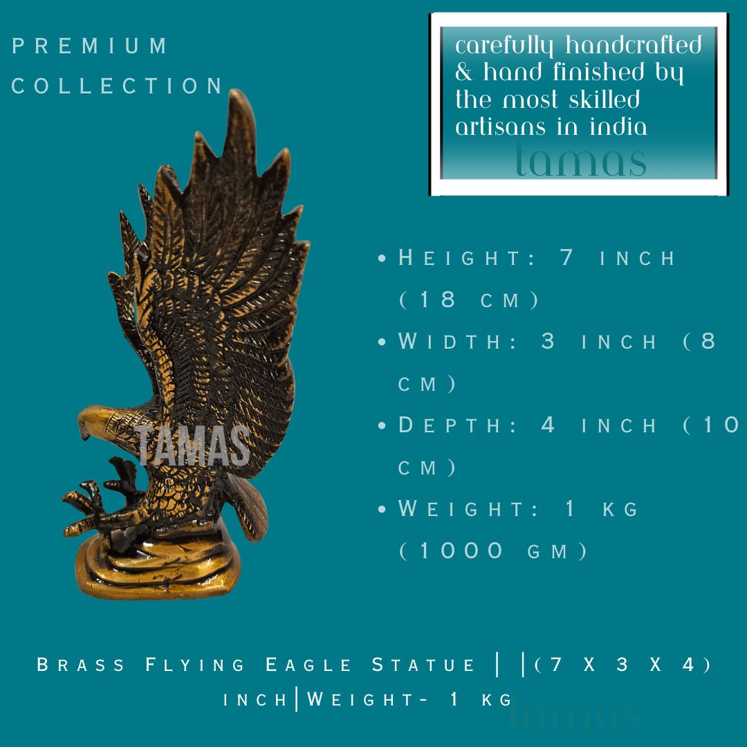 Brass Flying Eagle Statue | |(7 X 3 X 4) inch|Weight- 1 kg