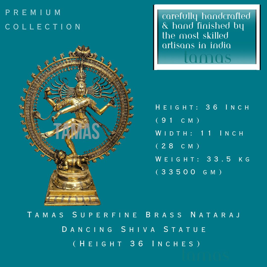 Tamas Superfine Brass Nataraj Dancing Shiva Statue (Height 36 Inches)