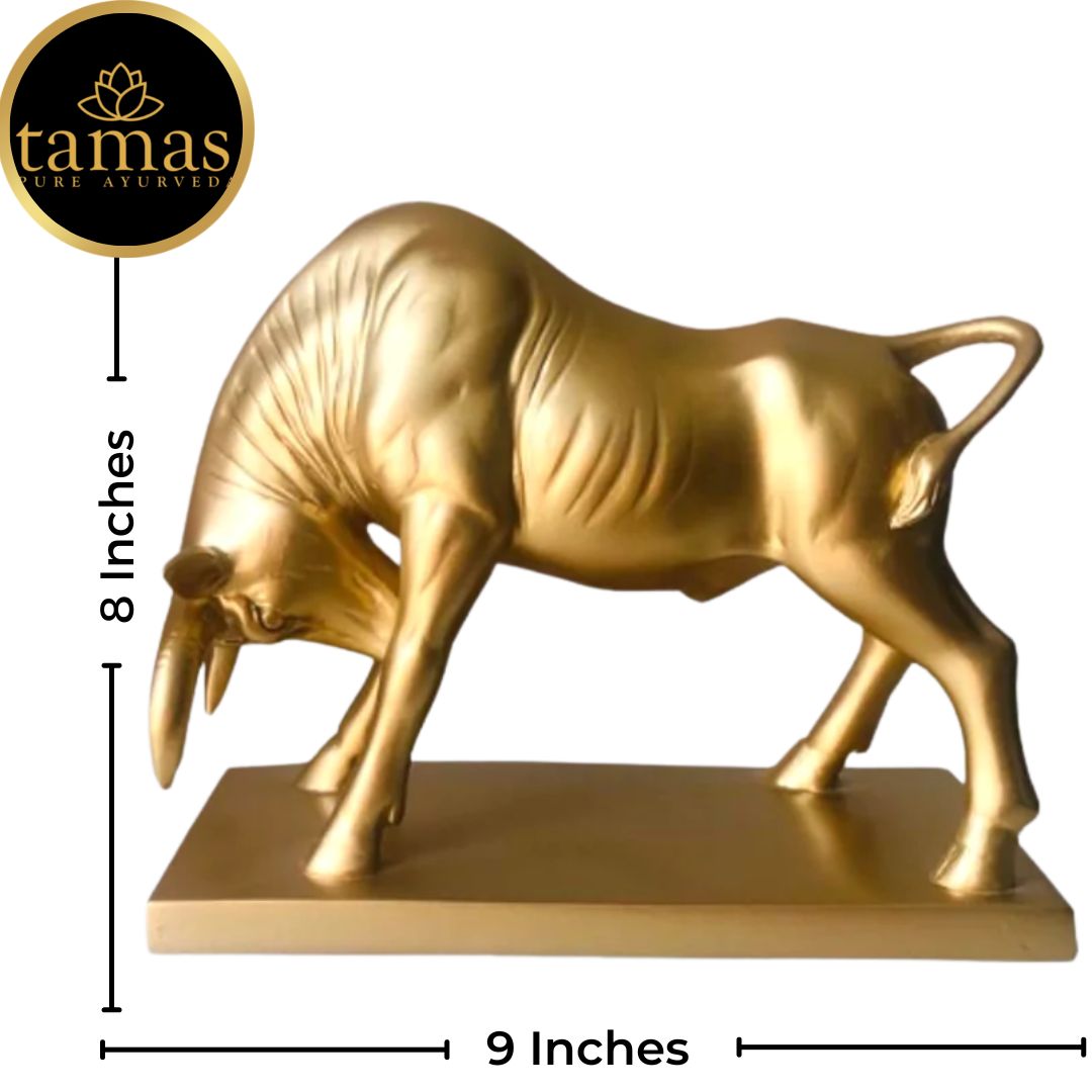 Tamas Poly Resin Majestic Charging Bull (L: 9 inches, W: 4 inches, H: 8 inches)