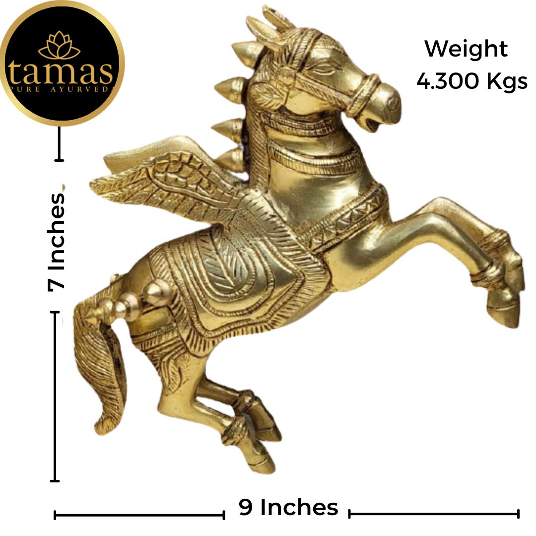 Tamas Brass Handcrafted Pegasus (Flying Angel Horse) with Antique Finish (2 x 9 x 7 Inches, Golden)