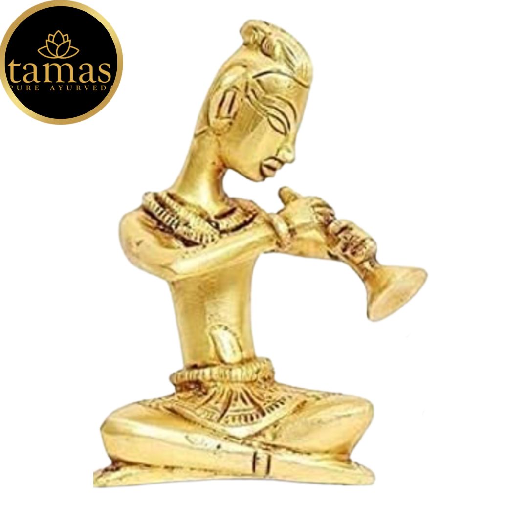 Tamas Brass Musician Playing Shehnai Idol (6.5 x 9 Inches, Golden) (Pack of 1)