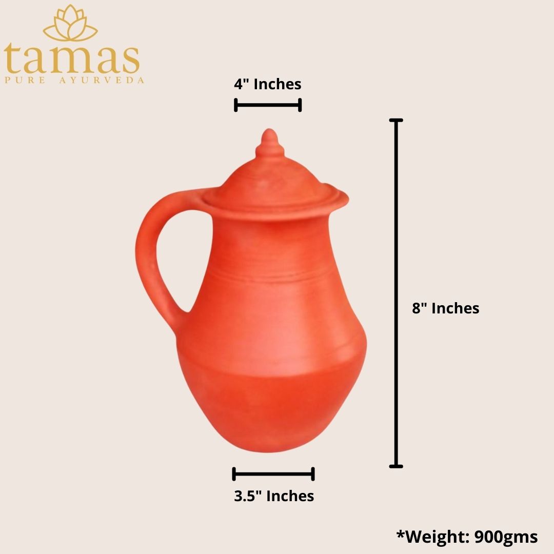 Handmade & Eco-Friendly Earthen (Clay/ Terracotta) Jug with Clay Lid