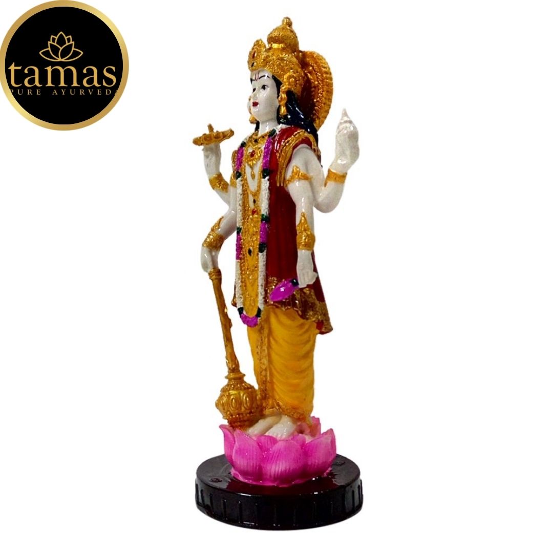 Tamas Poly Resin Lord Vishnu Statue (9 Inches, Multicolor)