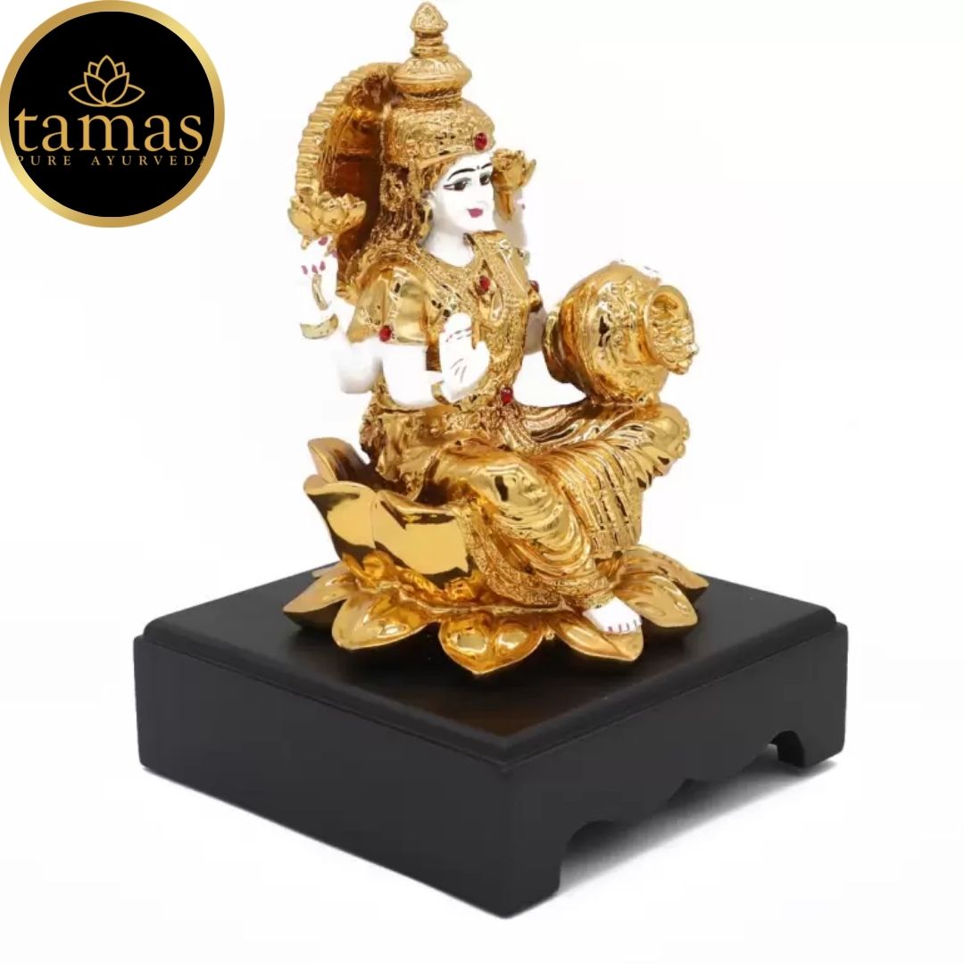 Tamas Poly Resin Gold Plated Goddess Laxmi Statue (9 Inches, White & Gold)