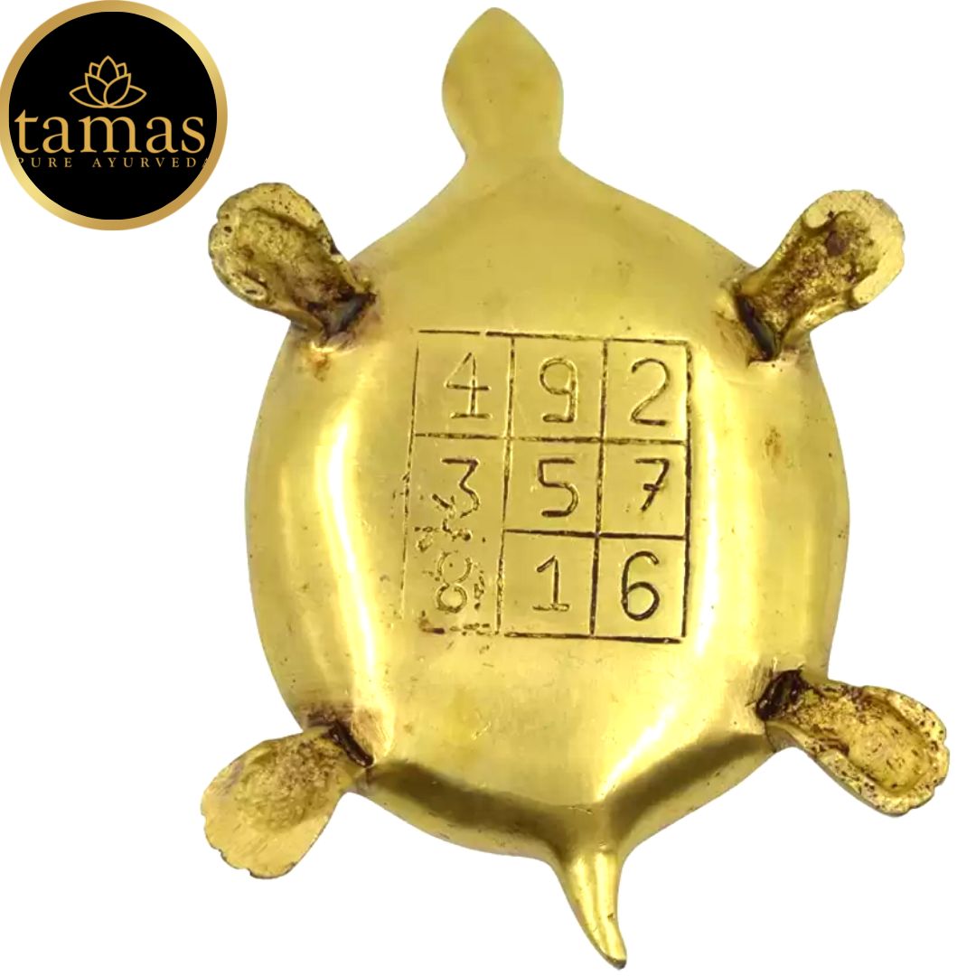 Tamas Brass Good Luck Ganesh Tortoise for Vastu(Golden) Height: 2 inches