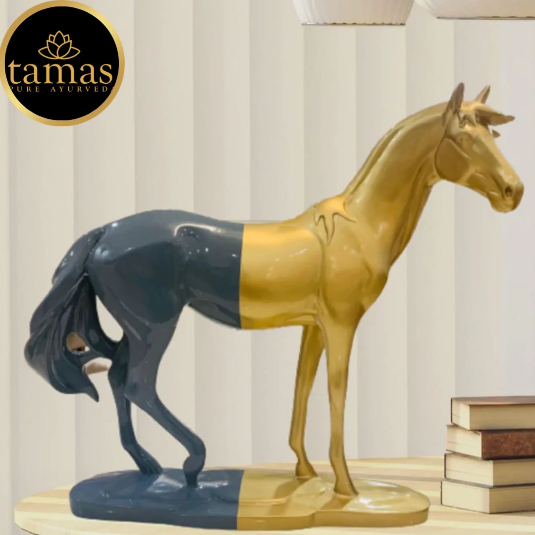 Tamas Poly Resin Chivalrous Cavallo Horse Sculpture (L: 18 inches, W: 5.5 inches, H: 16 inches)