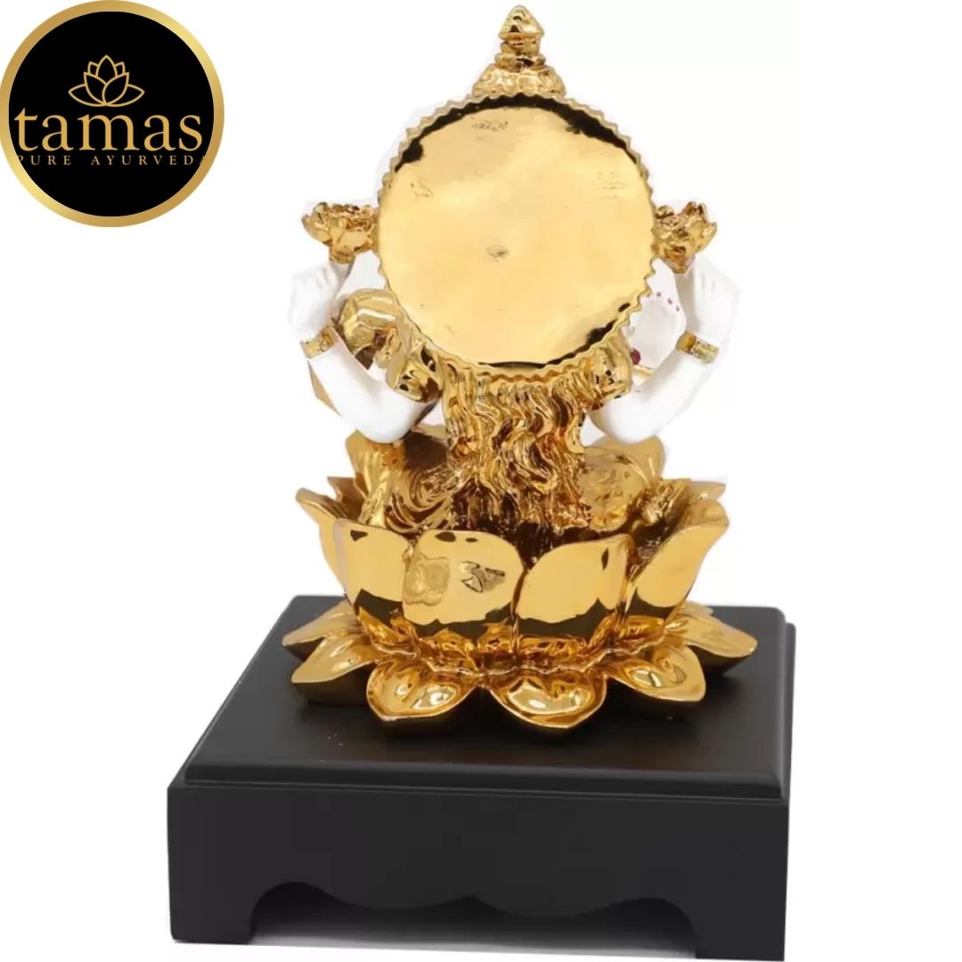 Tamas Poly Resin Gold Plated Goddess Laxmi Statue (9 Inches, White & Gold)