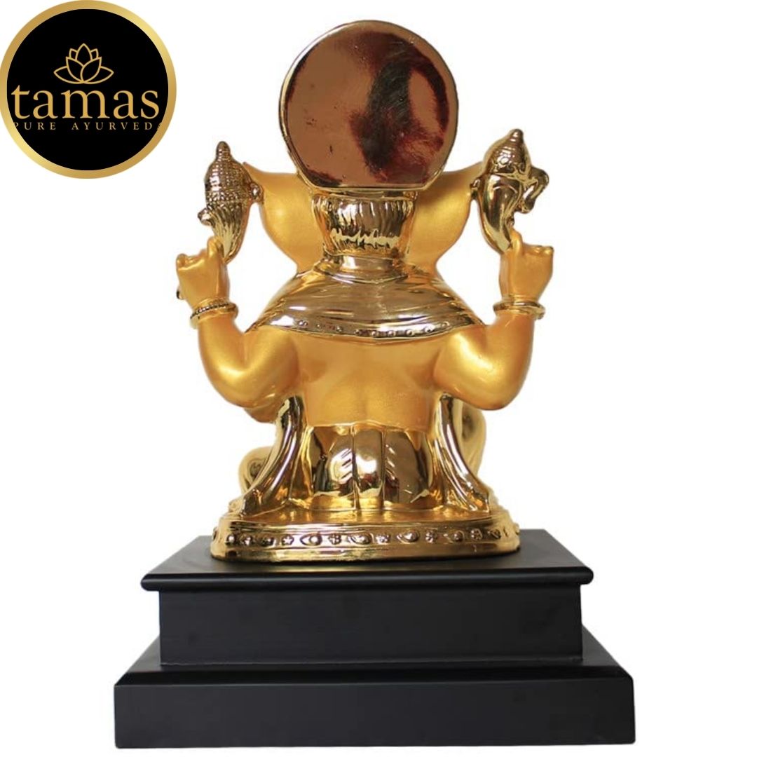 Tamas Poly Resin Gold Plated  Lord Ganesha Statue (12 Inches, Golden)