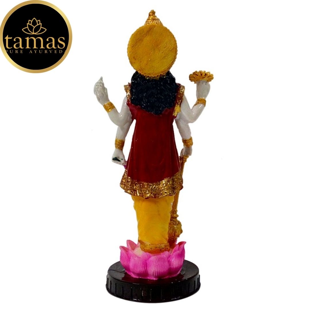 Tamas Poly Resin Lord Vishnu Statue (9 Inches, Multicolor)