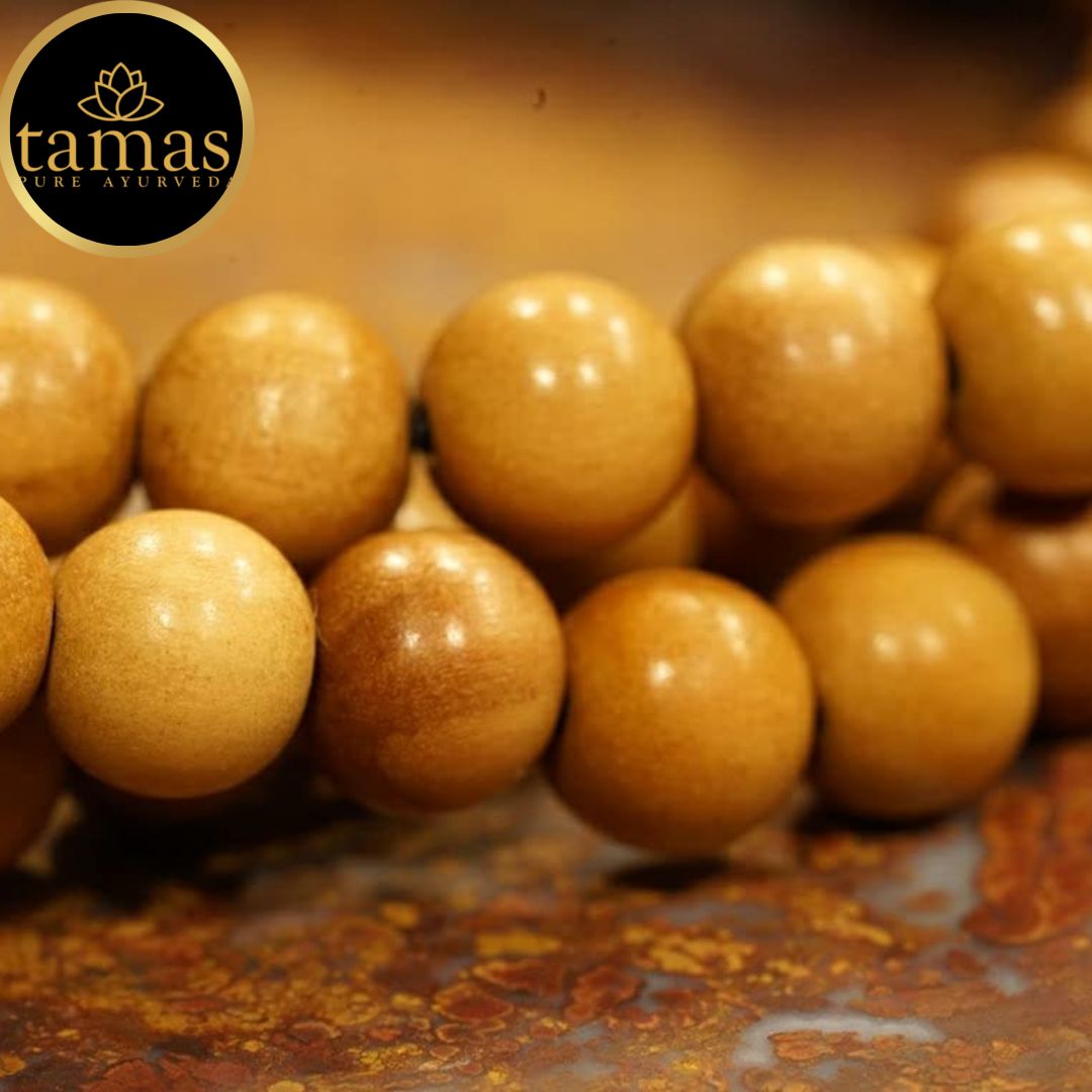 Tamas Original Sandalwood Mala, 108+1 Beads Rosary Chandan Japa mala for Meditation, Pooja, Chanting, Wearing; (6MM)(Pack of 1)