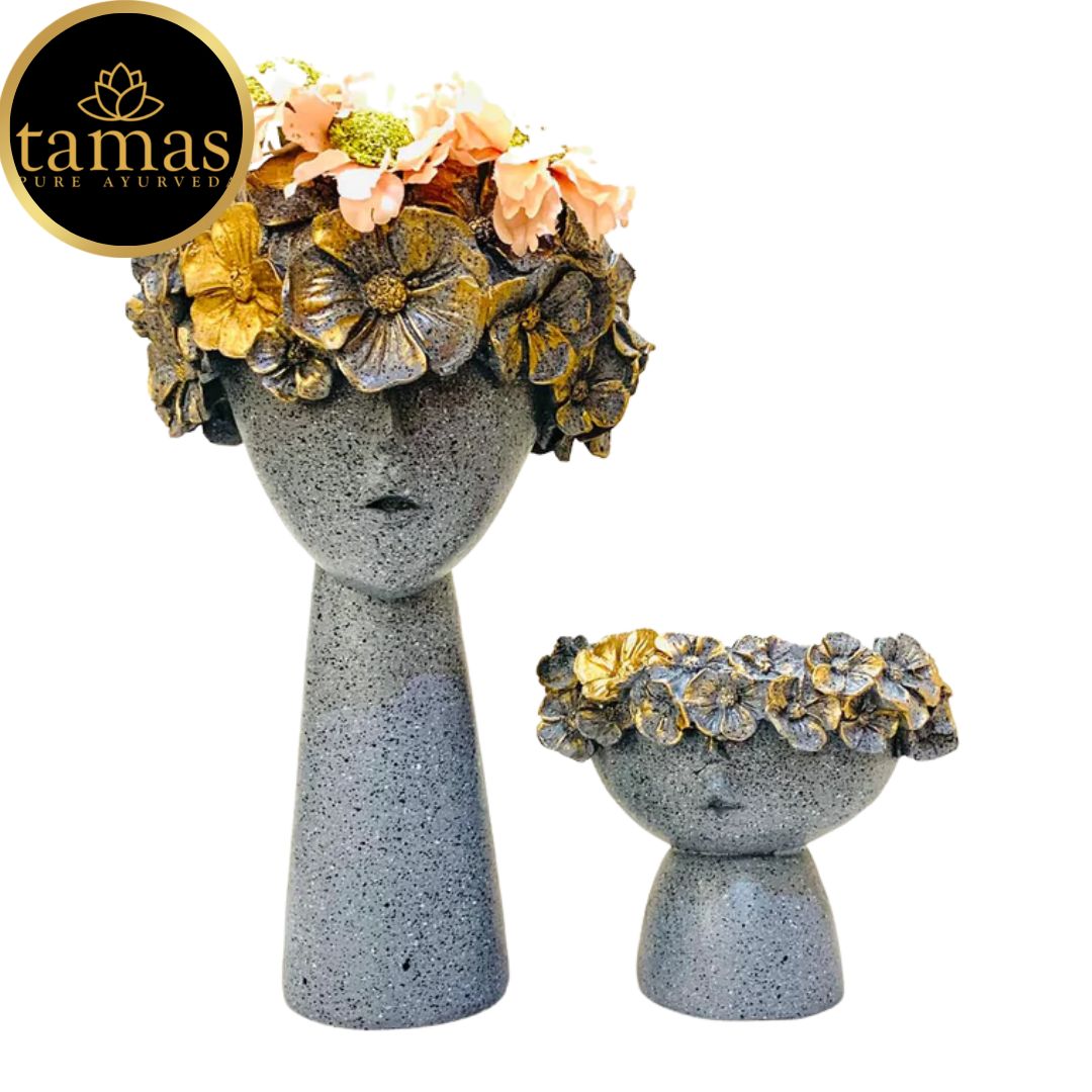 Tamas Poly Resin Adorable Tiara Vases (L: 5 inches, W: 5 inches, H: 12 inches / L: 6 inches, W: 5 inches, H: 5 inches)