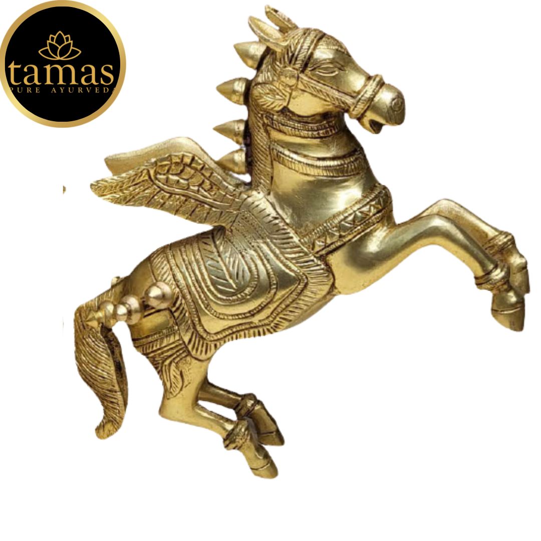 Tamas Brass Handcrafted Pegasus (Flying Angel Horse) with Antique Finish (2 x 9 x 7 Inches, Golden)