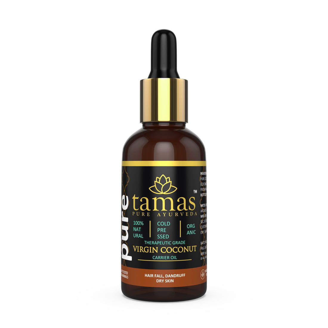 Organic Coconut Cold-Pressed Oil (Cocos Nucifera):- Therapeutic Grade|USDA|100% Natural (30ml)