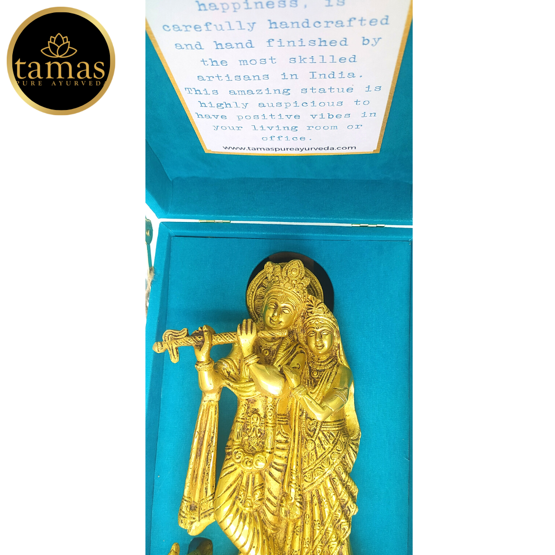 Tamas Brass Radha Krishna / Radha Shyam Statue With Free Premium Gift Box